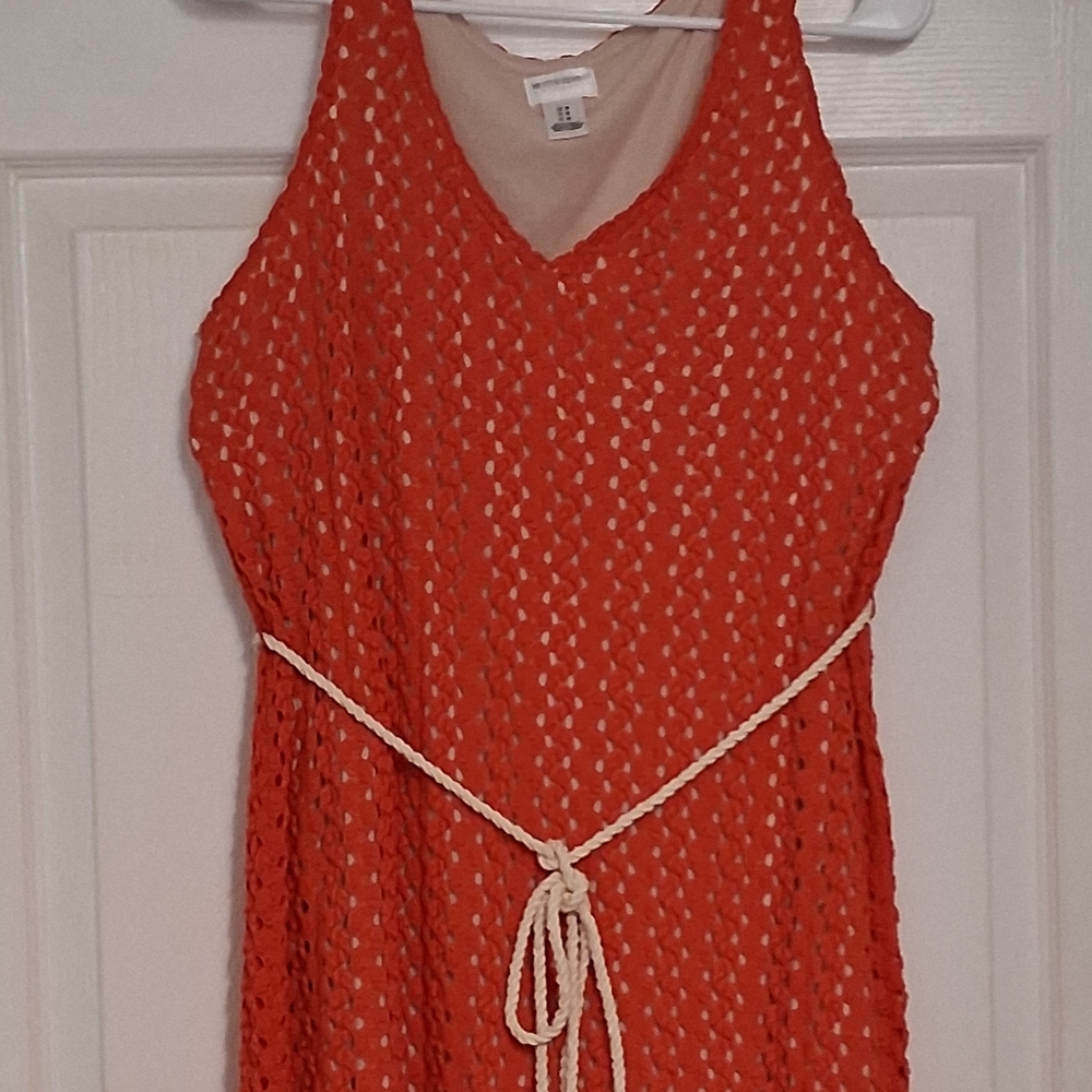Elegant Orange Crochet Dress